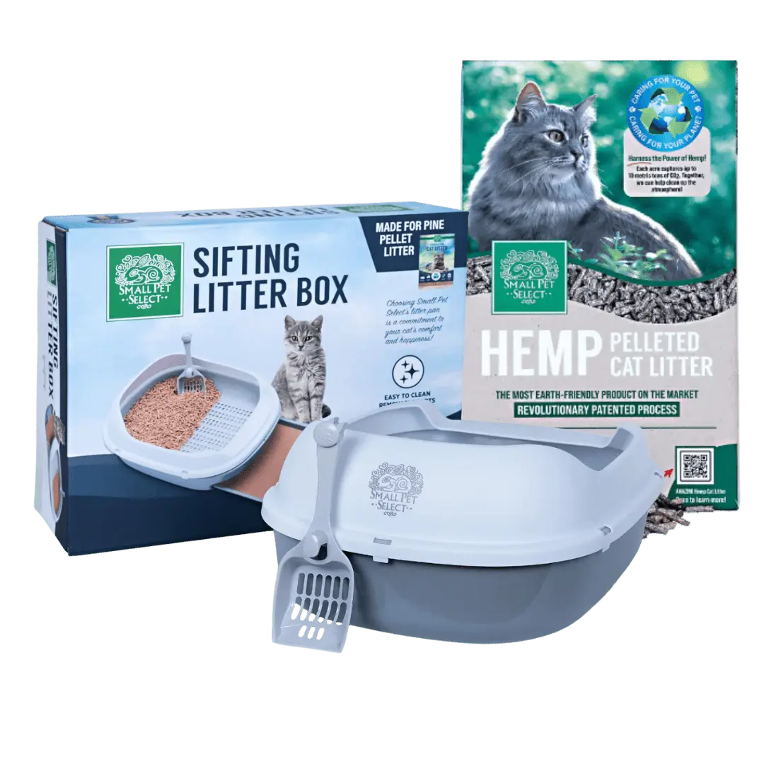 Sifting Litter Box + Hemp Pelleted Litter