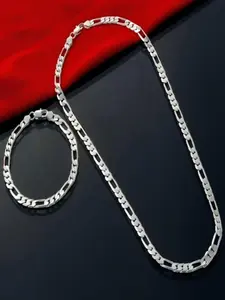 Elegant 925 Sterling Silvery 4mm Triple Figaro Cuban Link Chain Necklace - Hypoallergenic, Tarnish-Resistant, Ideal For Parties & Gifts, Versatile Accessory, Cuban Link Design