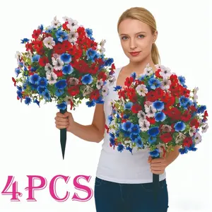 4-Piece Independence Day Theme Artificial Flower Bunches, Indoor/outdoor Decor, Living Room, Garden, Wedding, Anniversary Decoration
