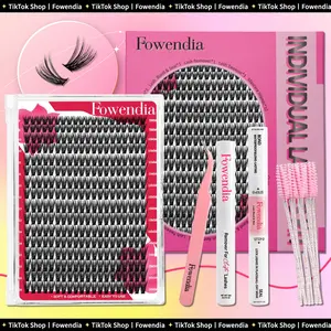 Fowendia DIY Eyelash Extension Kit | 9-16mm C/D Curl Waterproof Lash Clusters with Adhesive & Remover | Rainbow Colored Lashes for Beginners | Home Makeup Cosmetic Kit dealsforyoudays