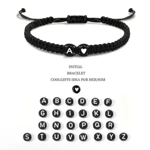 26 Letters Initial Heart Handmade Bracelet for Couples and Friends - Adjustable and Personalized perfect gift valentines