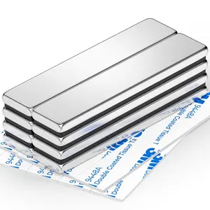 Strong Neodymium Bar Magnets, Rare Earth Bar Magnet with Adhesive Backing, Strong Magnetic Bars Heavy Duty for Science Classroom, Shower Doors, Curtains, Tool Boxes, 60x10x3mm, 8 Pack, Silver