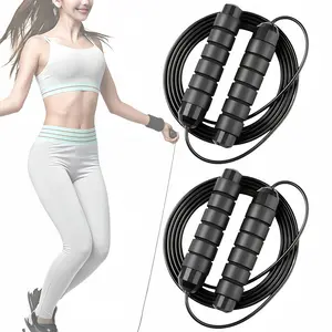 LMMAKE Adjustable Speed Jump Rope with Ball Bearings - Durable PVC Coated Steel Wires, Tangle-Free for Home Gym School Workouts, Ergonomic Handles for Comfort & Safety