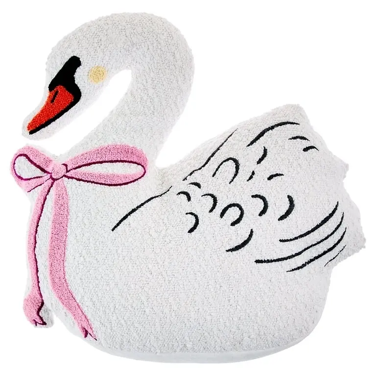 White Swan Decorative Pillow  15" x 17"