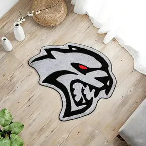 Contemporary Rugs, Leopard-Head Area Rug, High-Contrast Black & White Plush Floor Mat, Non-Slip Accent Rug for Living Room Coffee Tables, Decor for Gaming Rooms, Perfect for "Ins-Style" & Urban-Chic Home Interiors