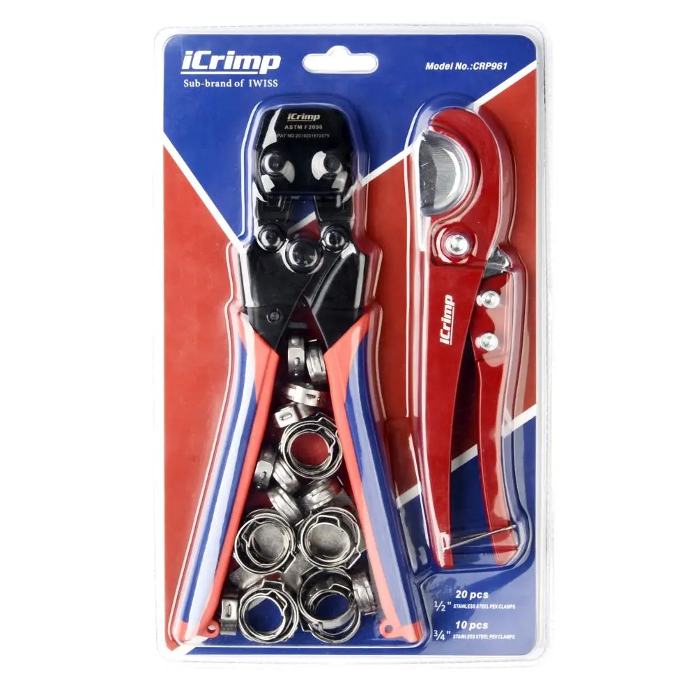 iCrimp Mini PEX Pipe Quick Cinch Tool Set for 3/8" to 1-inch Stainless Steel Clamp with 30PCS Clamps iCrimp Mini PEX Pipe Quick Cinch Tool Set for 3/8" to 1-inch Stainless Steel Clamp with 30PCS Clamps