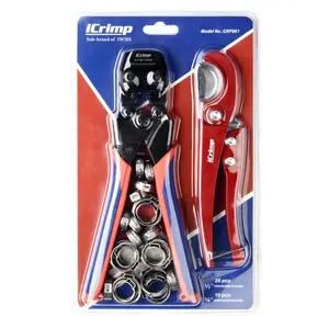 iCrimp Mini PEX Pipe Quick Cinch Tool Set for 3/8" to 1-inch Stainless Steel Clamp with 30PCS Clamps