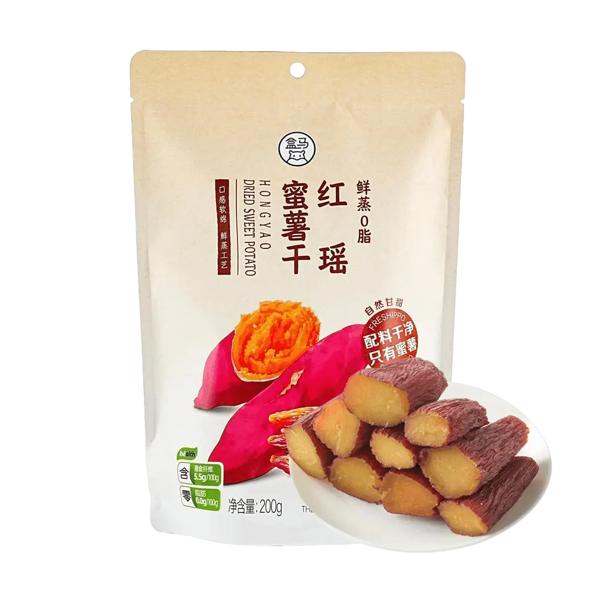 FRESHIPPO Dried Sweet Potato - 200g Natural Sweet Potato Strips, Healthy Snack, Fat-Free, No Additives, Soft & Sweet, High Fiber Meal Replacement