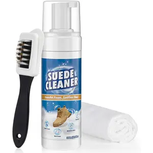 Suede Shoes Cleaner, Suede and Nubuck Cleaner with Brush & Towel,  Shoe Cleaner Removes Dirt & Stain for Knit, Boots, Trainer, Sneaker, Leather 200ml