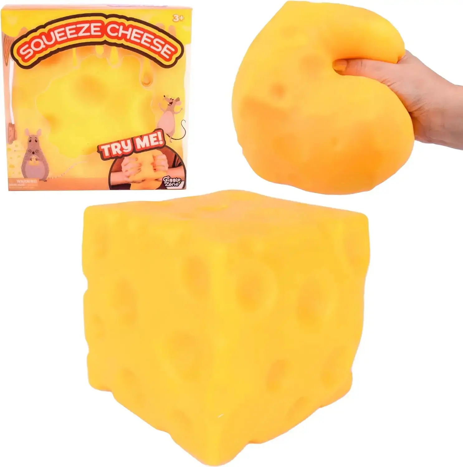 Yellow Cheese Squishy Cube Collectible Sensory Toy, Bouncy TPR Material Fidget, Soft Novelty Squishies for Stress Relief & Focus, Food-Theme Collectibles Item, Fidgets