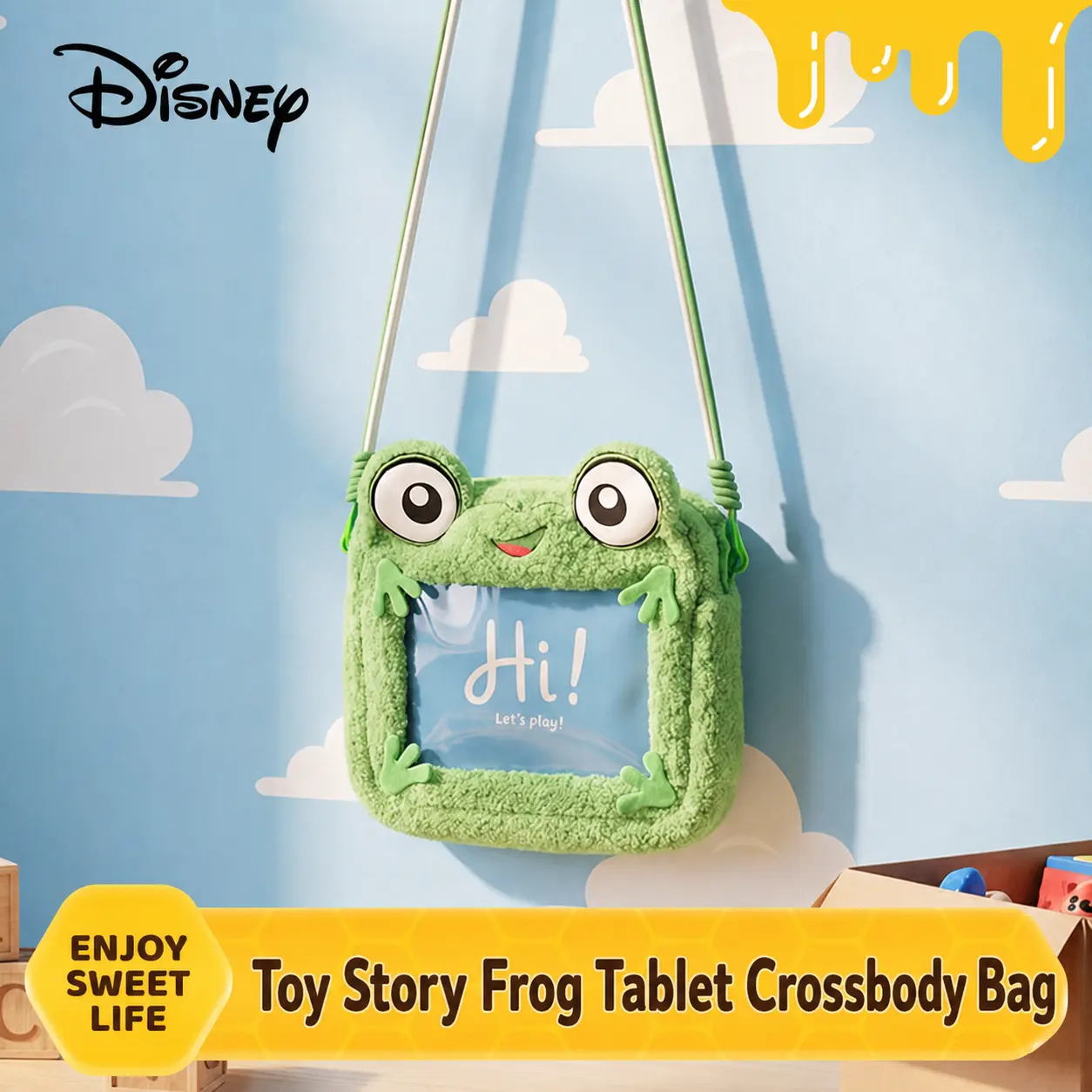 MINISO x Disney Pixar Toy Story Slinky Dog & Buttercup Tablet Crossbody Bag | Cute Lightweight Shoulder Bag for iPad, School, Travel & Everyday Use, Back To School