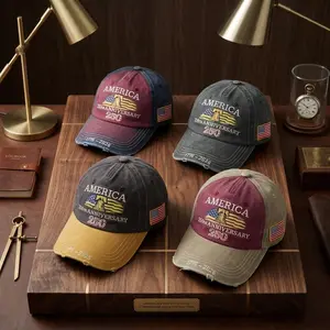 A Commemorative Baseball Cap for the 250th Anniversary of the United States, Featuring a Flag Design. Ideal for Holiday Celebrations, Outdoor Sports, and as a Gift