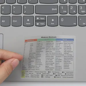 2 count/Pack Shortcut Sticker for  Windows + Word/Excel (for Windows 11/10) Quick Reference Guide PC Laptop Keyboard Shortcut Stickers, No- Vinyl (Clear)