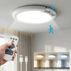 Rechargeable Motion Sensor Ceiling Light with Remote - Magnetic Wireless Ceiling Light Battery Powered for Closet Shower Stairs Shed Hallway Porch Patio ect