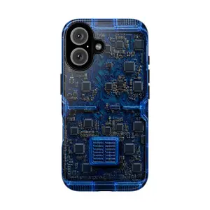 "AURA-V7" Deep Blue Circuit Tough Case | Transparent Tech-Wear Shell