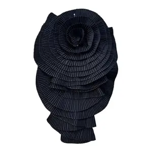 Statement Flower Brooch for Fashionable Outfits Pleated Big Floral Lapel Pin