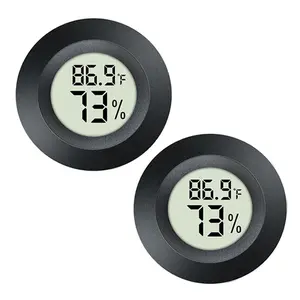 2 Pack Mini Digital Hygrometer  Gauge, Indoor Outdoor Temperature Humidity Meter for Greenhouse Humidors Incubators Reptile Terrarium Jars, Fahrenheit () or Celsius() (2)