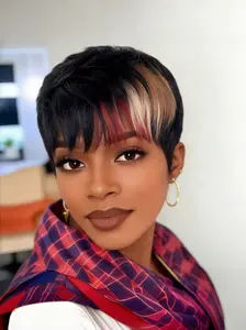 Short Pixie Cut Wig Soft Human Hair For Women Machine Made Wigs With Bangs Brazilian Hair Wigs Natural Looking Wig Straight Pixie Wig