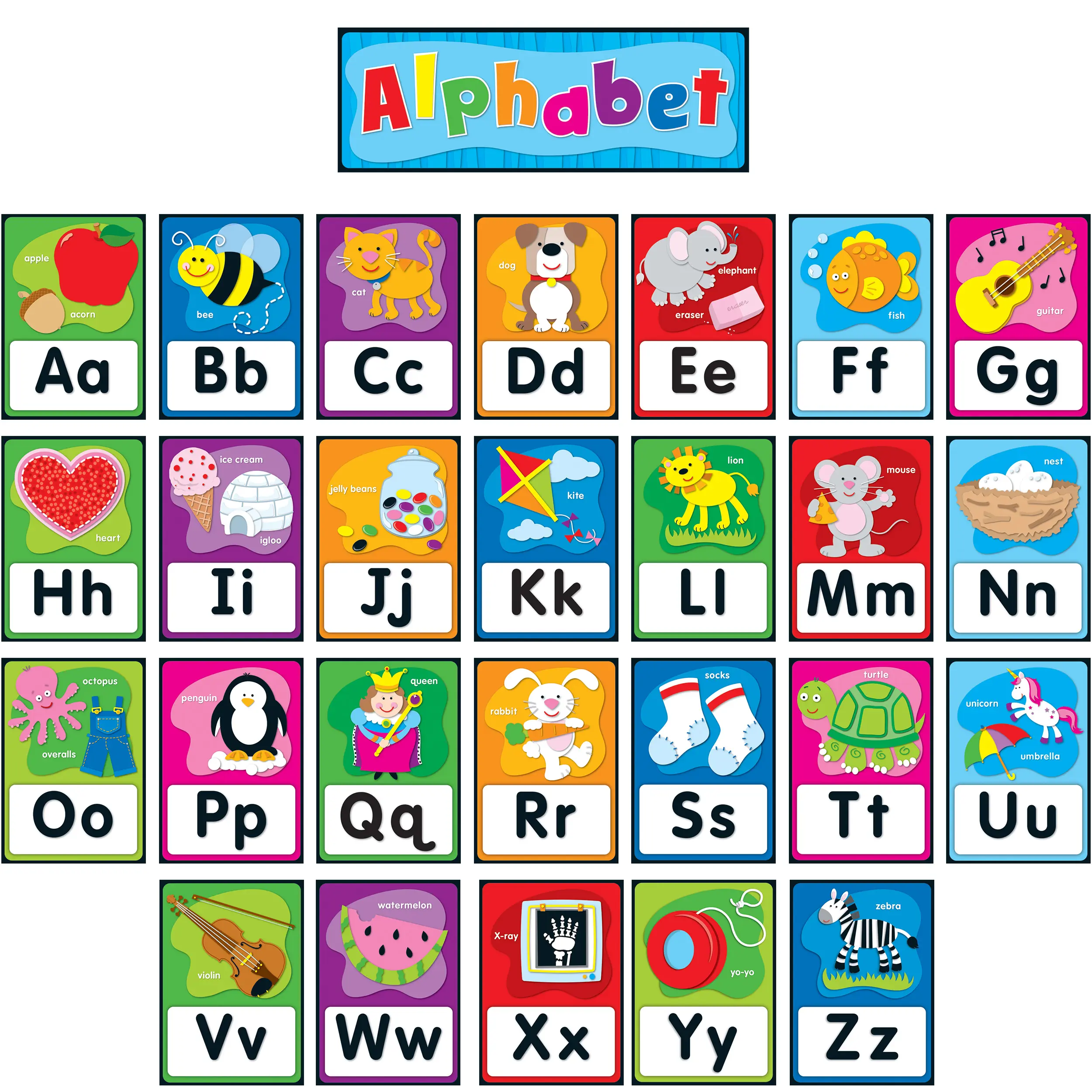 Carson Dellosa Quick Stick Alphabet Bulletin Board Set, Grade PK-2 (27 total pieces, pieces; 26 1 header)