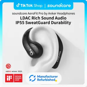 [Refurbished]soundcore by Anker AeroFit Pro Open-Ear Headphones, Ultra Comfort, Secure Fit, Ergonomic Design, Rich Sound with LDAC, Bluetooth 5.3, IP55 Water-Resistant, 46H Playtime, App Control, Wireless Earbuds
