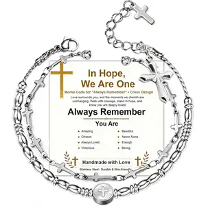 Christian  Morse Code Bracelet,  Stainless Steel Religious  , Confirmation Baptism Easter Graduation Mothers Day  for Women Teen Girls Mom Daughter Sister &