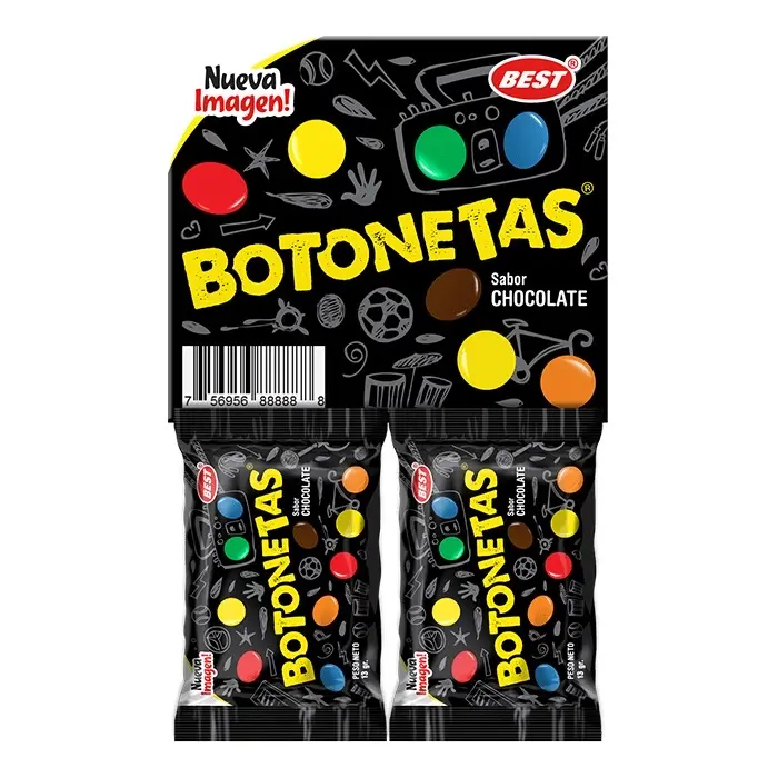 2 Docenas de Botonetas con Chocolate de Best Bonbon Snack 2 Docenas de Botonetas con Chocolate de Best Bonbon Snack