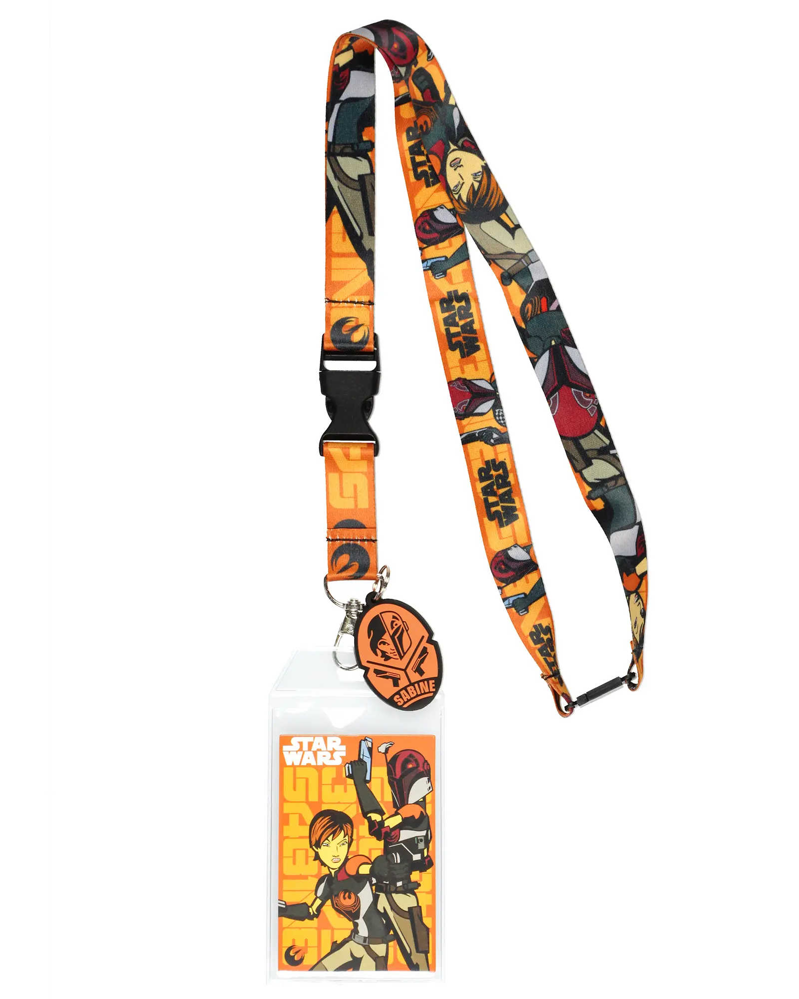 Star Wars Rebels Lanyard Sabine Wren Mandalorian ID Badge Holder With 2" Character Rubber Charm