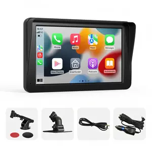 ONROAD AUTOTECH Newest Portable Carplay Screen 7 Inch IPS Touchscreen Car Stereo Support Car Play Adapter with Mounts & Cables Included for Seamless In-Car Entertainment