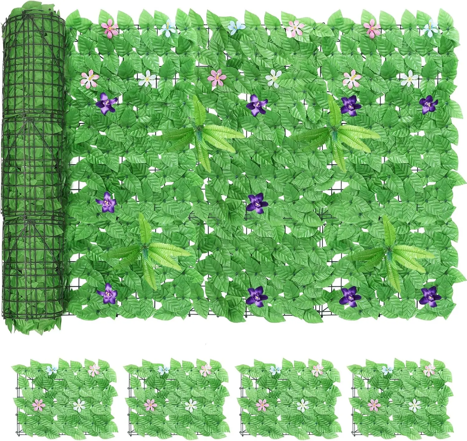 24-Pack 15''x11'' UV-Protected Decorative Artificial Grass Wall Panels, Privacy Screen Greenery Backdrop for Balcony, Indoor-Outdoor Home & Garden Use (27.5 Sq Ft)