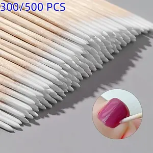 300pcs & 500pcs Nail Cleaning Sticks Wooden Cotton Tips, Manicure Detail Correction Tool, Nail Polish Remover, Nail Care, Made in China