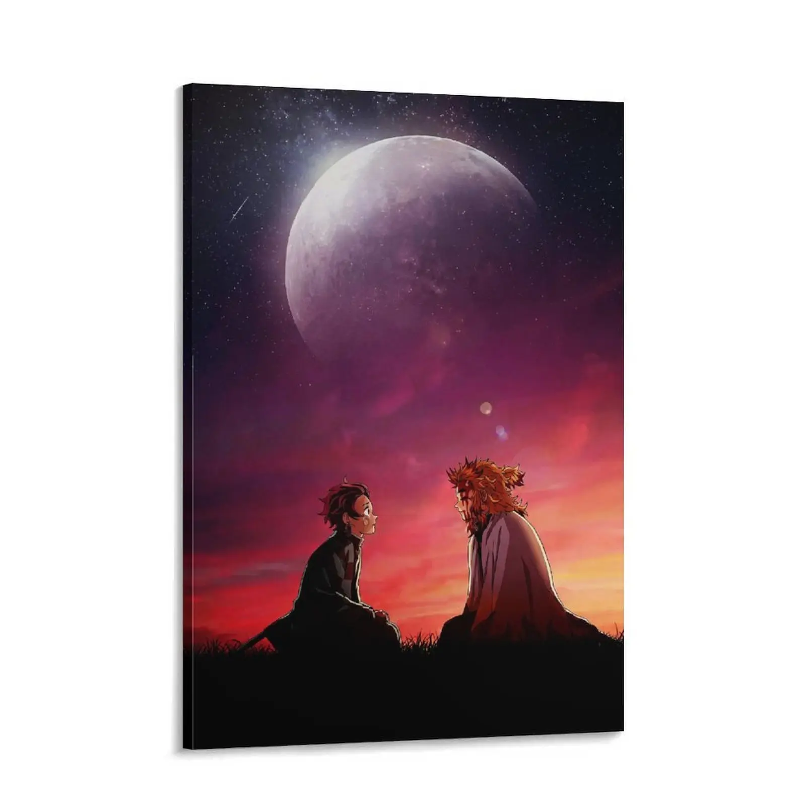 Demon Slayer Kyojuro Rengoku & Tanjiro Kamado Classic Anime Poster, Artistic Graphic Prints Hanging Wall Artwork, Home Decor Wall Decoration for Family Room Anime Fans