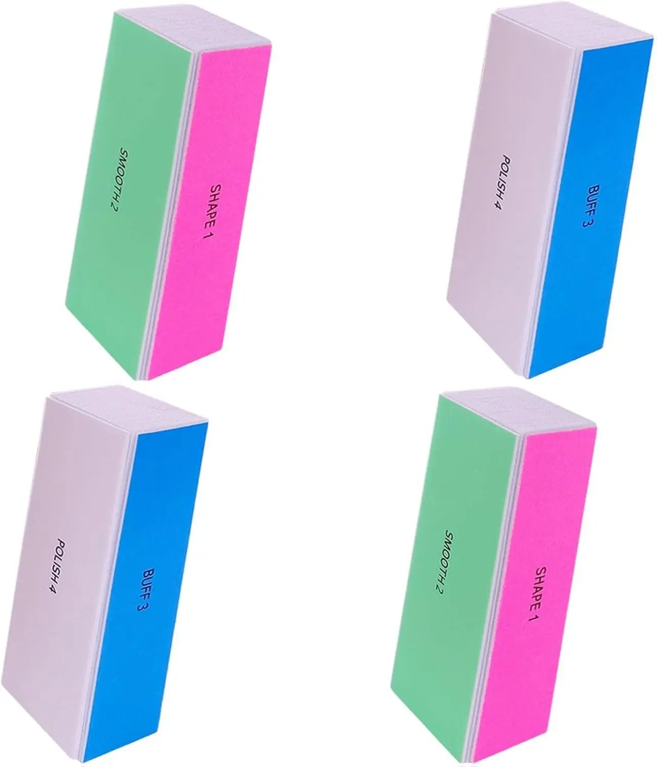 4 Way Nail Buffer Block (4 Pcs), Nail Shine Buffers Blocks Files for Natural and Acrylic Nails Smoother Buffing Block Polisher Fingernail File Buffer 120/240/600/3000 Grit for Buffing Shinning