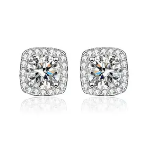 New super shiny zirconia combination earring set, high-end round and square four-prong ear cuffs for boys and girls 925 Silver Zircon Earrings! Shine Bright Like A Diamond