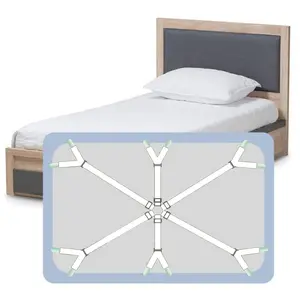 Bed Sheet Holder, 1 Piece Adjustable Elastic 12 Clips Fixed Holder, Mattress Clip Fasteners, Cover Blankets Grippers Fixing Non-slip Strap, Durable Bedding Accessories