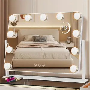 360° Makeup Mirror with 3 Lighting Modes and 11 LED Bulbs Hollywood Lighting Makeup Mirror with 5x Magnification Hollywood Makeup Mirror Desktop Makeup Mirror Room Decor Vanity
