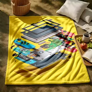 1 piece Nintendo Switch Teardown Diagram themed flannel blanket - Oversized fluffy flannel sofa blanket, suitable for beds and sofas, modern design, all-season use, digitally printed pattern, 100% polyester material, machine washable, suitable for