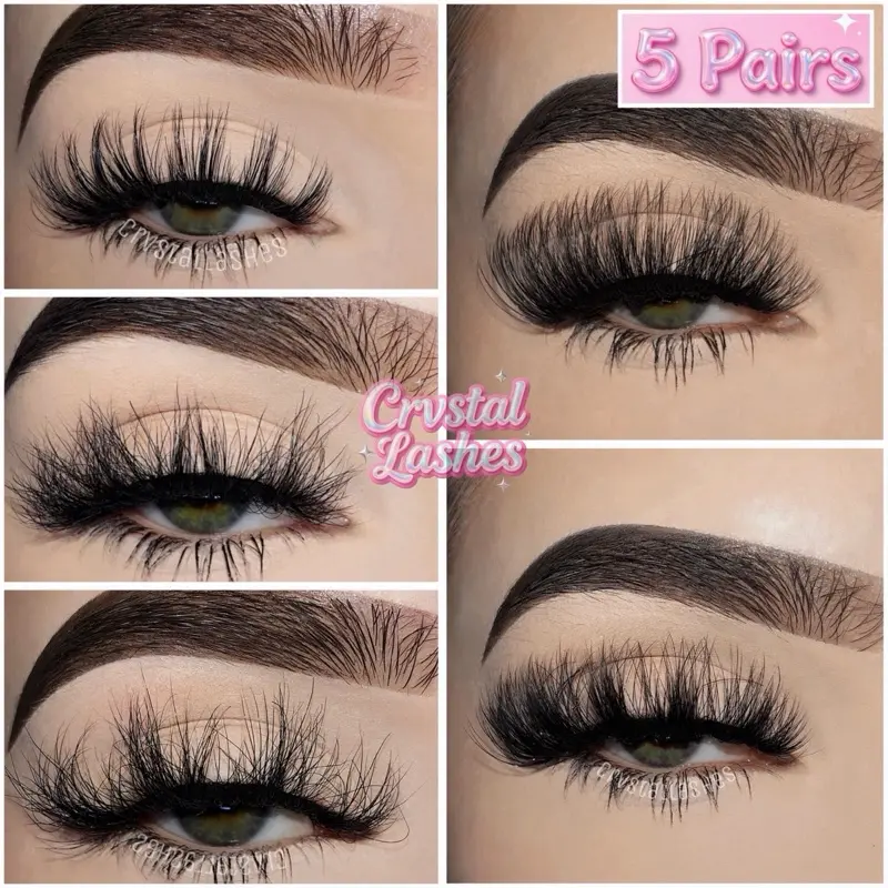 5 Pairs Fluffy Lashes 10mm-22mm Lengths Full Volume High Quality Faux Mink False Strip Eyelashes Reusable Lightweight Makeup