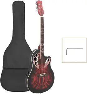 Glarry 41in Acoustic-Electric Guitar, 6 String Cutaway Guitar with EQ-7545R Bass Preamp with Four-Band EQ, Unique Round-back Design, Fantastic Touch, Accurate Tune and Unmatched Sound (Red)