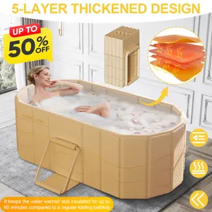 Foldable Portable Hot Tub Large Collapsible Ice Bath Tub Dual Drainage Design Home Freestanding Bathtubs for Hot Bath and Ice Bath NEW