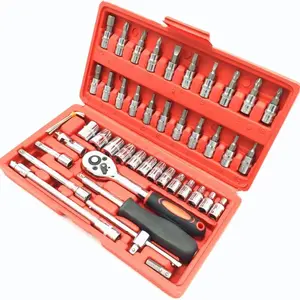 1/4-Inch Drive Socket Ratchet Wrench Set, Socket Set Metric and Extension Bar for Auto Repairing and Household, with Storage Case