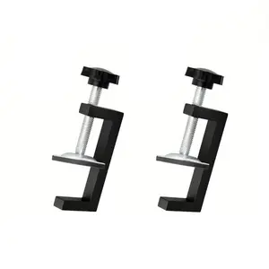2-Piece Adjustable Table Clamps Set, 10-57mm Range, Small Universal Desk Clips for Bedroom, Kitchen, Bathroom, Shelves