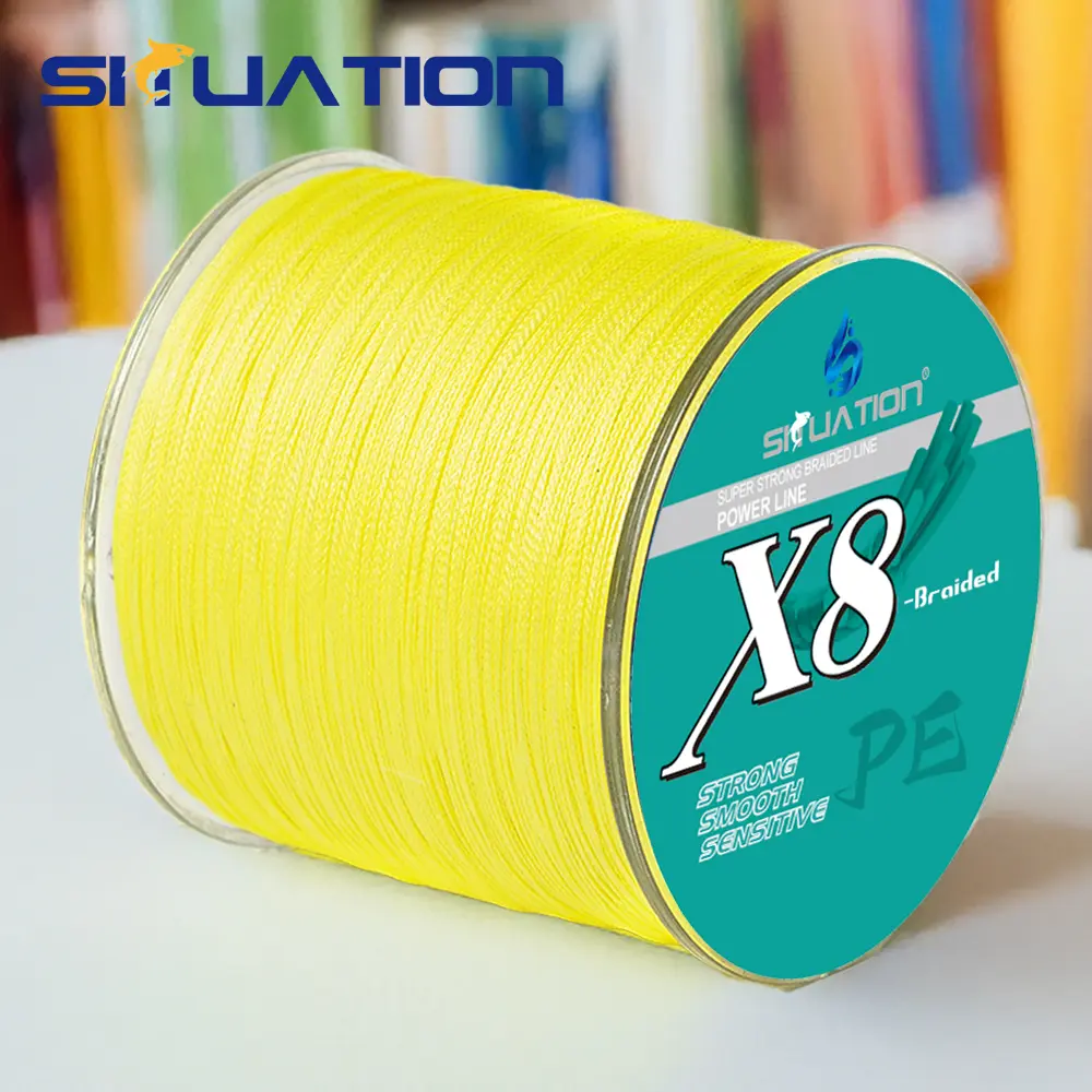 SHIIUATION 8-Strand Super Strong Braid Fishing Line, Low Water Absorption Vibrant Yellow Fishing Gear, 300m/328yds for Casting/Trolling