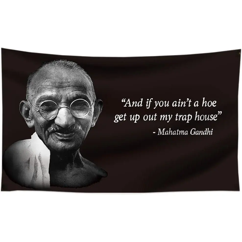 60x40in Durable Hanging Wall Tapestry - 100% Synthetic Polyester Lightweight Home Decor, Gandhi Pattern & "If You Ain't A Hoe, Get Up Out of My Trap House" Design, Hand Washable Bright Statement Beach Art Print for Living Room,evangelion,family,extra,uv