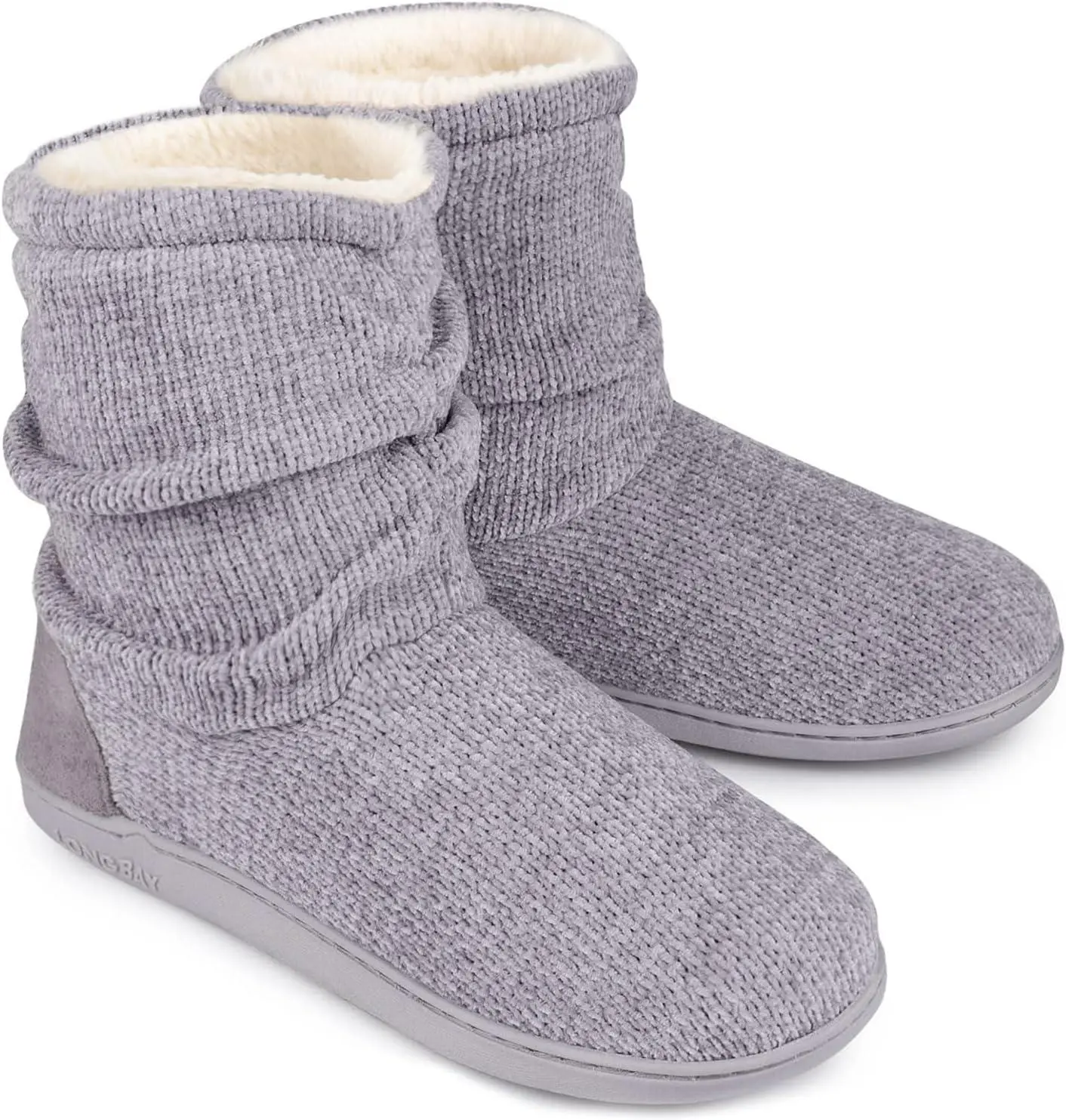 Longbay Women'S Cozy Winter Slipper Boots Warm Chenille Knit Bootie Memory Foam Non-Slip Indoor Outdoor House Shoes LongBay