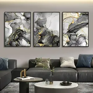 3pcs Canvas Art Painting Unframed Painting Home Frameless Decoration Mural Abstract Marble Landscape Painting Gold Luxury Decoration Modern Home Decoration Living Room Poster