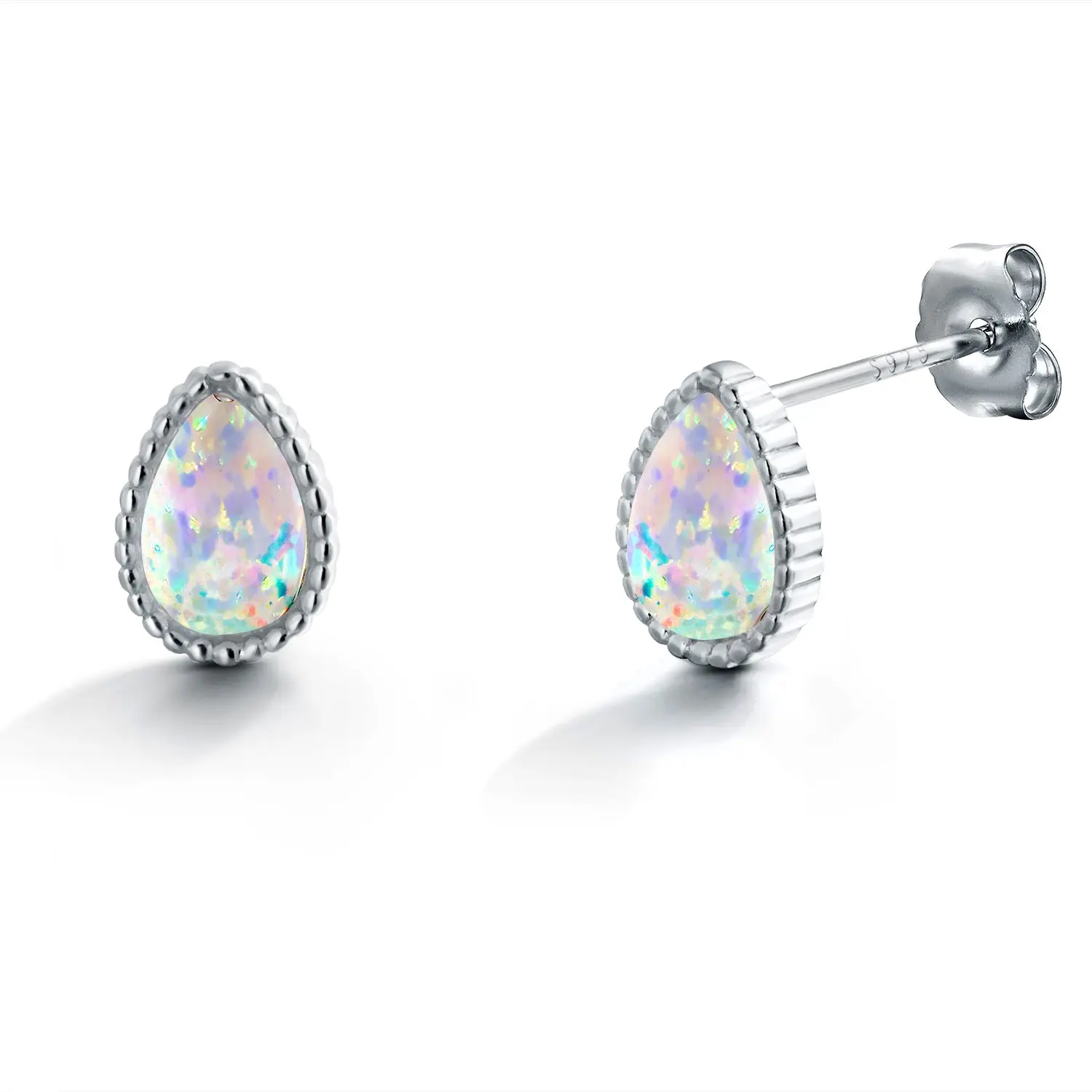 925 Sterling Silver Opal Earring Studs, Gold Plated Opal Studs, Hypoallergenic Studs, Vintage Inspired Opal Jewelry, Minimalist Opal Studs