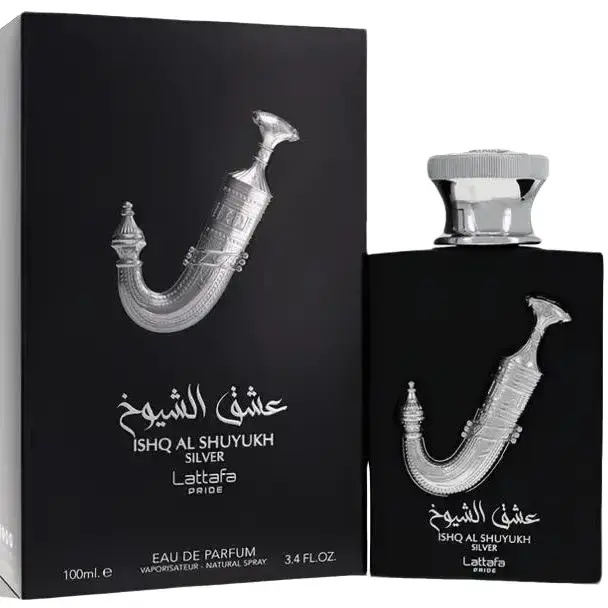 Lattafa Ishq Al Shuyukh Silver Eau de Parfum, Sweet Tropical Unisex Fragrances, Arab Perfume with Pineapple, Lemon, Vanilla & Woody Scent, 3.4 fl oz, Aromatic Woody Scent, Vanilla Scents