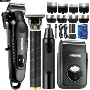 WEEME 4pcs Hair Clippers Set for Men, USB Rechargeable Grooming Kit with Hair Clippers, Razor, Nose Trimmer, Multi-Functional Hair and Beard Care for Men, Ideal Gift, Home & Travel Use, WEEME
