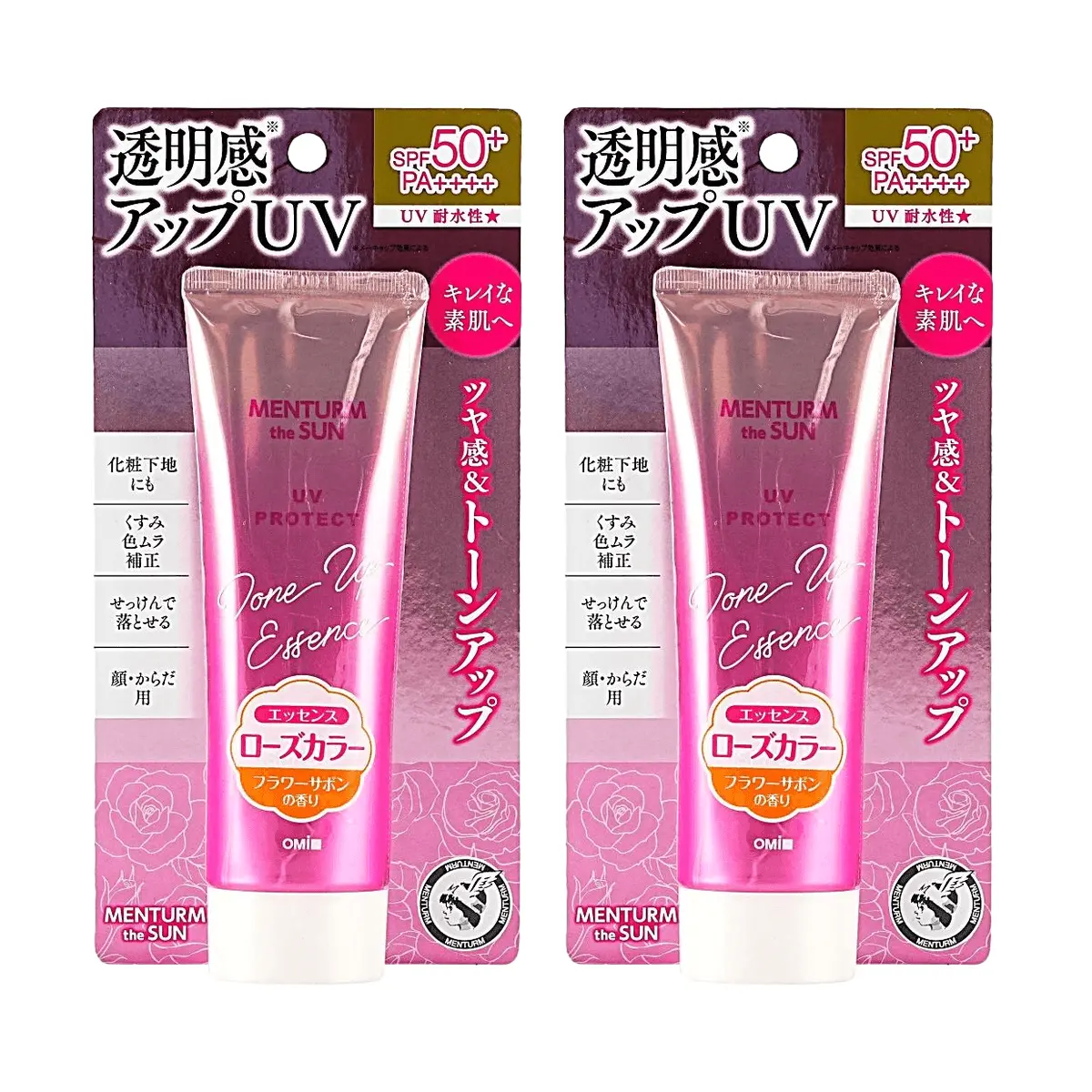 OMI Menturm the SUN SPF50+ PA++++ Rose Tone-Up Sunscreen Serum, Floral Ribbon Fragrance, 80g x 2 Value Pack