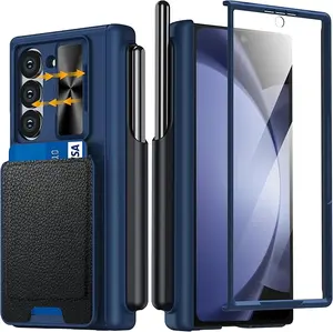 For Samsung Z Fold 6 Case with Pen Slot, Hinge Guard, Slide Camera Cover & Card Wallet | Built-in Screen Protector | Military Grade